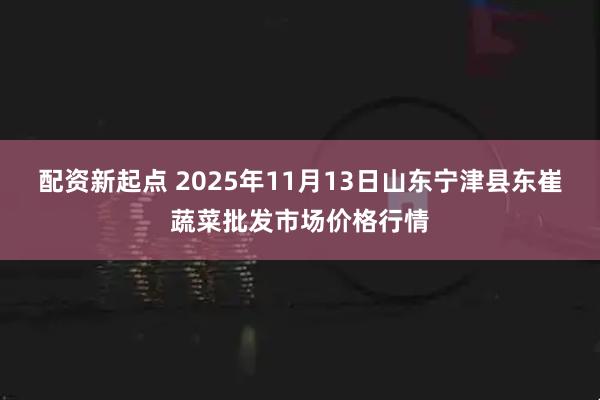 配资新起点 2025年11月13日山东宁津县东崔蔬菜批发市场价格行情